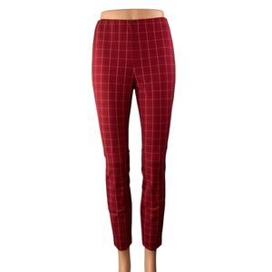 Rag & Bone Women's Red Plaid Checkered High Waist Skinny Trousers Pants Size 0